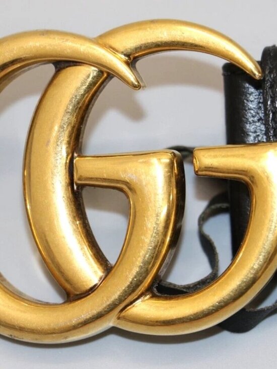 GUCCI GG Marmont Double G Buckle Leather Black Belt 406831 DJ20T- 95-38 main image 5